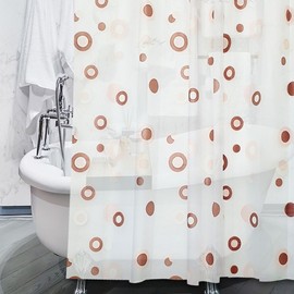 Polka Dots Translucent Shower Curtain Brown Medium 2ea