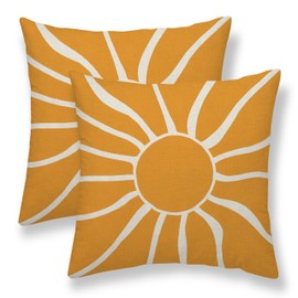 Boho Sun Pillow Covers 16x16 Set of 2, Outdoor Burnt Orange Bohemian Sunset Sunshine Decorative Throw Pillow Covers Linen Farmhouse Abstract Sunrise Cushion Case for Home Couch Sofa Decor