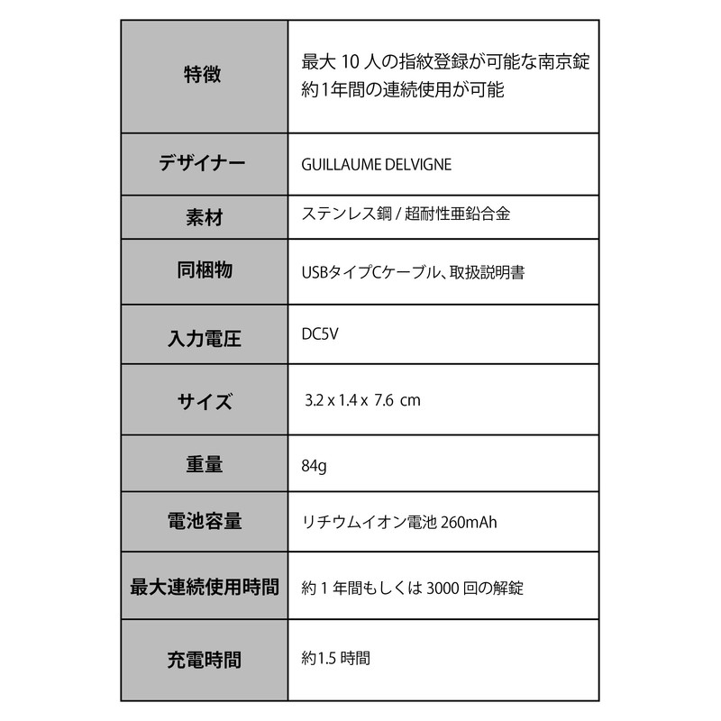 Lexon Nomaday Biometric Fingerprint Padlock (Soft Gold)