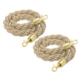 MECCANIXITY Twisted Stanchion Rope 3.28 Ft/1 M, Barrier Rope Twisted Post Ropes with Snap Hooks for Posts Stands Queue Divider Crowd Control, Champagne Golden Pack of 2