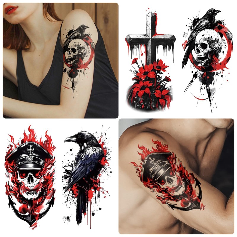 77 Sheets Temporary Tattoos for Adults and Kids, Cool Waterproof