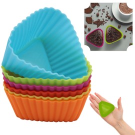 12x Random Triangle Muffin Cases for Air Fryer| Airfryer Kitchen UtensilsSilicone Muffin Cases Cupcake Mould Baking Reusable| Airfryer Tools