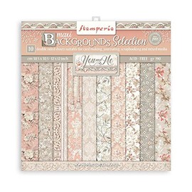 Stamperia SBBL114 Scrapbooking Pad 10 Sheets cm 30.5 x 30.5 (12 x 12 inches) Maxi Background Selection-You and Me, Paper, White, One Size, 5