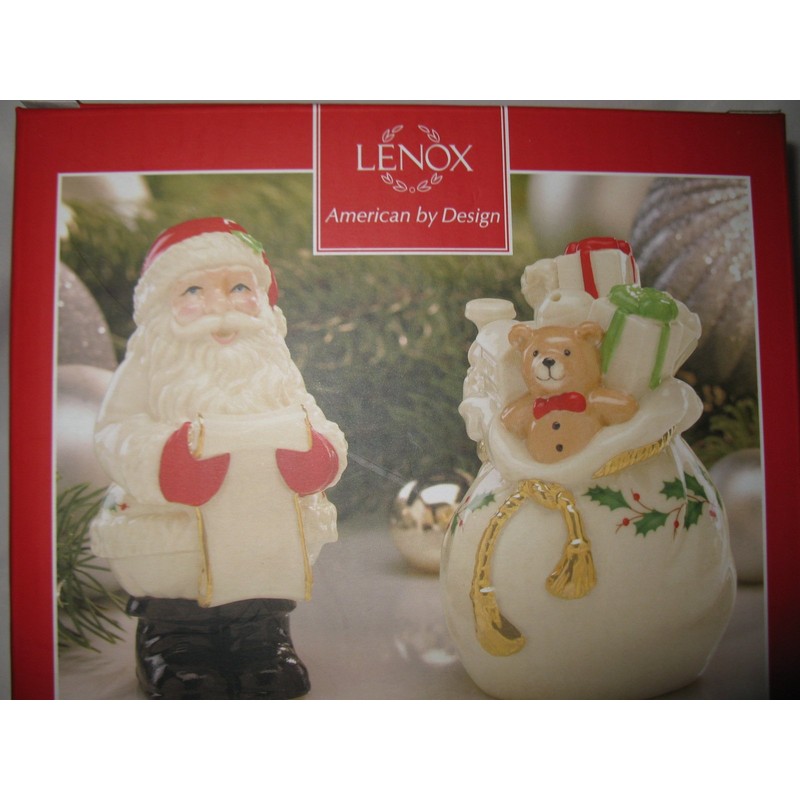 LENOX HOLIDAY Salt & Pepper Set Checking it Twice