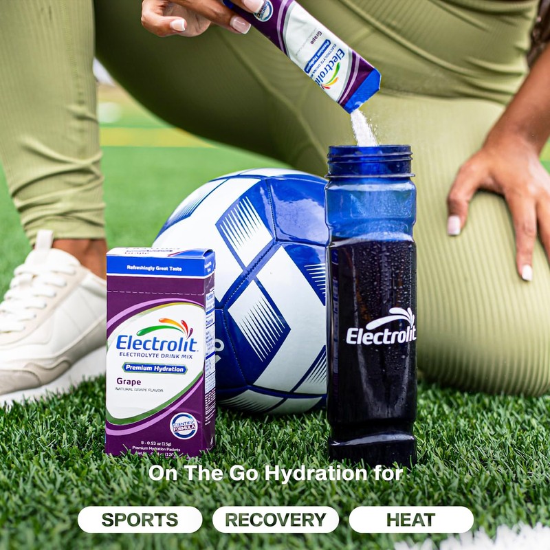 Electrolit Electrolytes Powder Packets, Grape 8 Pack, Powdered Hydration Packets