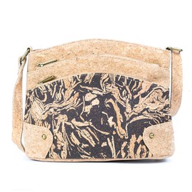 DeCarbonize Crossbody Handbag Made of Cork Vegan Leather Sustainable Women's Shoulder Bag (Parisian Café)