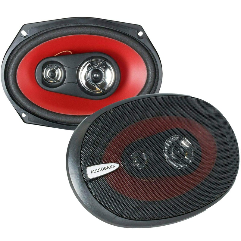 2 Audiobank 6x9 700 Watt 3-Way Red Car Audio Stereo