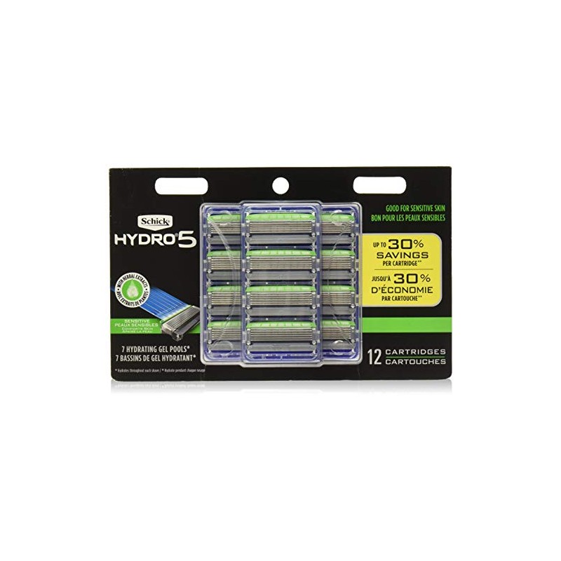 Schick Hydro 5 Mens Sensitive Razor Blade Refills 12 Count