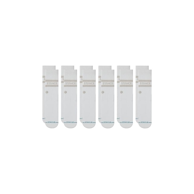 Stance Vital Crew Sock 6-Pack for Men and Women, White,