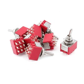 uxcell Toggle Switch, AC 250V/2A, 125V/5A, 3PDT, On-On, 2 Position, 9 Pin, 8 Pack