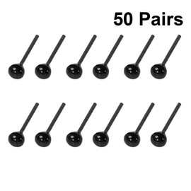 EXCEART 50 Pairs 2 mm DIY Animal Eyes Black Eye Glass Eyes for DIY Plush Toy Scrapbook Crafts Projects