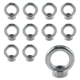 Pack of 12 Ring Nuts M6, 304 Stainless Steel, Lifting Equipment Accessories, Rope Assembly, Lifting Accessories, for Lifting Ring Nut for Attaching Hanging Ornaments, Flower Pots, Swing Stands, etc