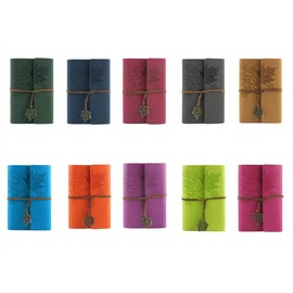 Powertool A6 Vintage PU Leather Journal Journal Leaf Classic Embossed with Retro Pendants Refillable Travel Journal (1 Piece, Green)