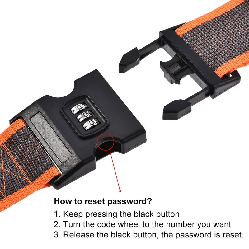 sourcing map Luggage Straps with Buckle Combination Lock 2 m