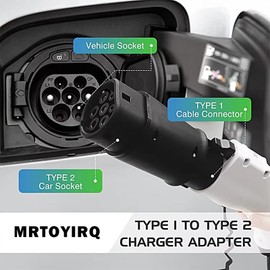 Type 1 to Type 2 EV Charging Adapter, Electric Vehicle Charging Adapter (SAE J1772 to IEC62196) 32A 8KW for Type 2 Electric Vehicles Conversion Converter
