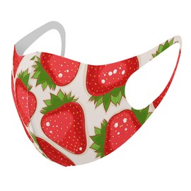 Design Mask, Set of 2, Polyester, Washable, Cloth Mask, Unisex, 006119, Other Strawberry, Illustration Pattern