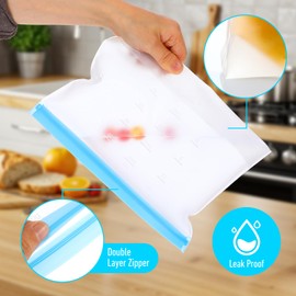 YUXIANLB 6 Stück Versiegelte Gefrierbeutel Lebensmittelaufbewahrungsbeutel Salatbeutel In GallonengrößE SnackbehäLter Plastik Sandwichbeutel Sicher Wiederverwendbar Zum Aufstellen Auslaufsicher Frisch