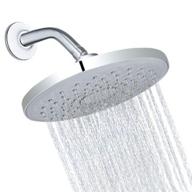 Cabezal de Ducha de Redonda de Baja Presión de 9 Pulgadas, Panel de Salida de Agua Gris, Boquillas de Silicona Anti-Obstrucción para Aumentar la Presión, para Los Cabezales de Ducha de Su Baño, Acabado Cromado Pulido, MX-SP-50012