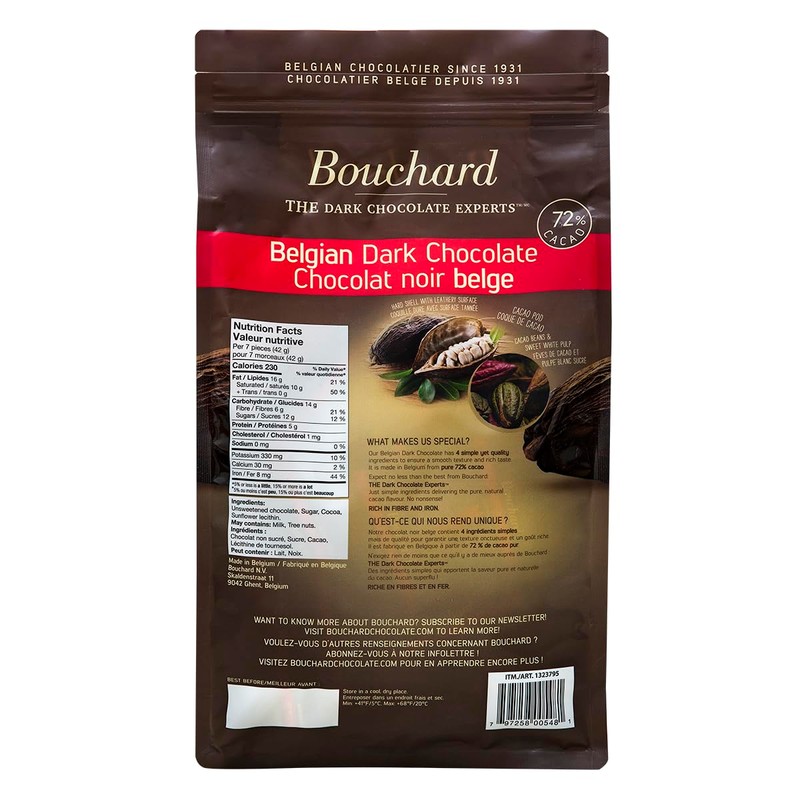 Bouchard Premium Belgian Dark Chocolate with 72% Cacao | Individually