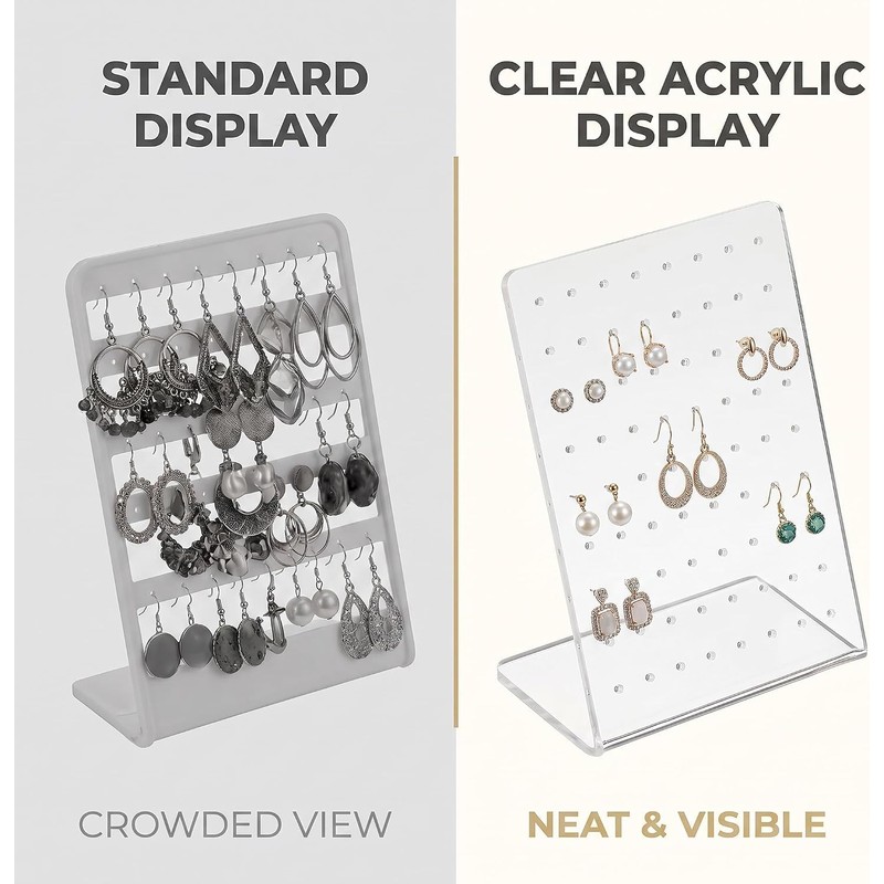 Earrings Stand Display, 72 Holes Acrylic Earring Holder Organizer, Ear