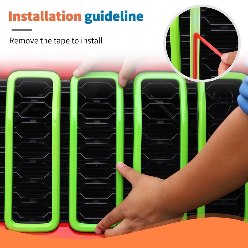 JeCar 9pcs Green Grill Inserts Headlight Covers Trim Kit for
