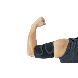 ObboMed MB-1850L Upper Arm Support Bandage with Magnets Support for Tennis and Golfers Elbow Training Tendonitis Arthritis Black L: 33.0 - 35.6 cm