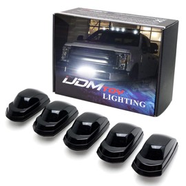 iJDMTOY Black-Out Smoked Lens Xenon White Full LED Cab Roof Marker Lamps Replacement Compatible With Ford 2017-up F250 F350 F450 F550 Super Duty (Replace OEM Amber Lens)