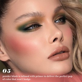 Warm Pink Orange Matte Single Pressed Face Blushes Makeup Palette, Pink Orange Monochrome Cream Blushes Palette Brightener Makeup for Older Women,Natural Pigmented Paleta de rubores monocromática 05