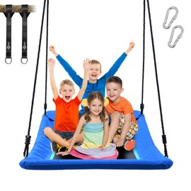 Trekassy 700lb Giant 60" Skycurve Platform Tree Swing for Kids and Adults with 2 Hanging Straps-Blue