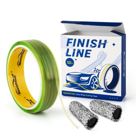 NEWISHTOOL Vinyl Wrap Cutting Tape Knife Less Finish Line Tape Tool, 3.5mm x 50 Meter Roll (164 Ft) Wrap Edge Cutting Detailer Tape with 2 PCS Finger Cots for Precise Cut Graphic Film Without Blade