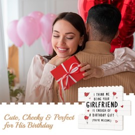 IDELTIME Boyfriend Birthday Gifts, Funny Building Block Puzzle Plaque, Birthday Gifts for Boyfriend, Him, Men, BF, I Think Me Being Your Girlfriend is Enough Desktop Decorative Sign