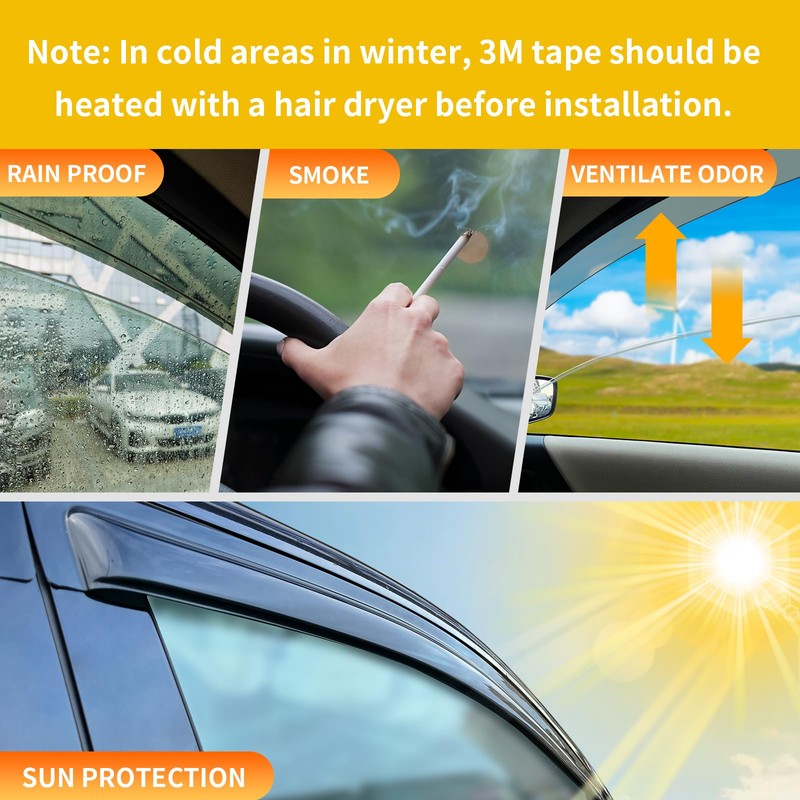 CMVT Auto Window Visor for 2009-2015 Nissan Maxima, Out-Channel Rain