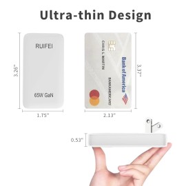 Ruifei 65W Flat USB C Wall Charger2 Ports USB C Charger with Foldable Plug for Trave