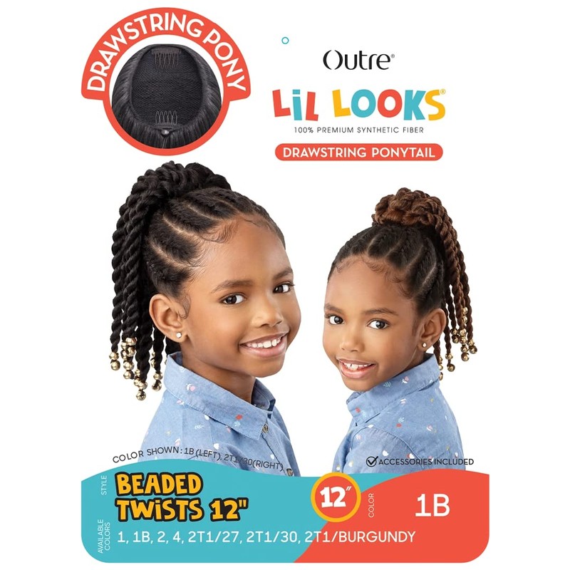 Outre Lil Looks Drawstring Ponytail - BEADED TWISTS 12" (2)