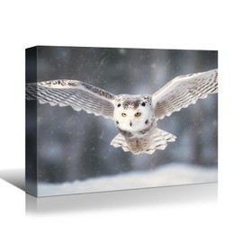 YONICA Christmas Canvas Wall Art for Holiday Decor - Winter Scene with Flying Owl Pictures Print On Canvas HD Giclee Artwork Ready to Hang 48"x36"(120x90cm)