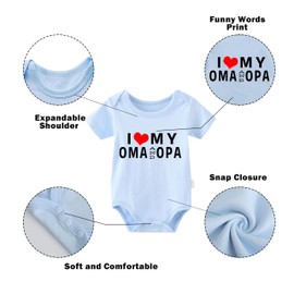 culbutomind Baby Twins Romper I Love My Grandma Grandpa Fun Baby Bodysuit Short Sleeve Gift for Birth Baby Boys Girls Twins Baby Clothing with Hat, Blue I Love My Grandma Grandpa, 0-3 months