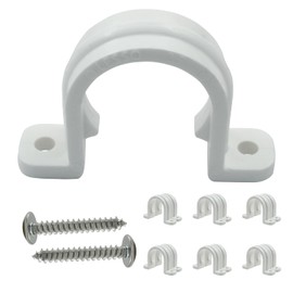 Bonsicoky 12 Set PVC Pipe Clamps - 1" Plastic Pipe Straps with Screws - Two Hole Plastic Pipe Clamps Clips - PVC Conduit Clips for Conduit Cables Hose