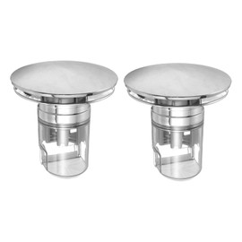 sourcing map 2 Pcs Pull-up Bathroom Sink Stopper with Seal Ring Pull-Up Sink Drain Strainer with ABS Filter Basket Hair Catcher Fit for 1.2"-1.6" Dia 2.8" Depth Sink Drain Hole, Silver