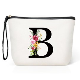 Personalised Initials Large Makeup Bag, Makeup Bag, Women's Travel Canvas Cosmetic Bag, Birthday Gifts for Women and Mother, Gifts for Girlfriends, Bride and Bridesmaids, s