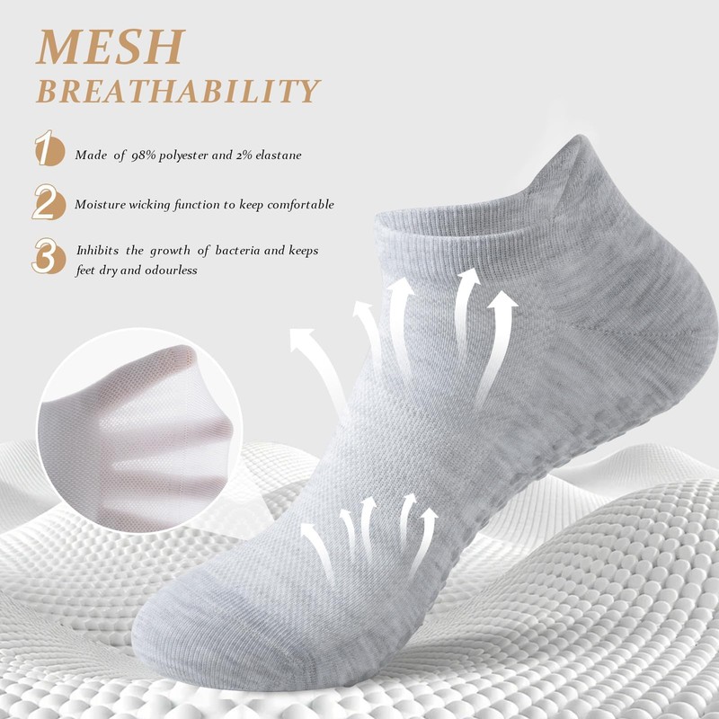 4 Pairs Grip Socks for Yoga, Non Slip Sticky Socks