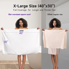 Umisleep Extra Large Microfiber Hair Towel for Women Long, Curly, Thick Hair, Super Soft Anti Frizz Quick Dry Hair Towel Wrap, Ultra Absorbent Hair Turban with Elastic Band White