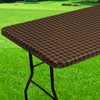 Spotjoy Rectangle Table Cloth Cover, Elastic Fitted Flannel Backed Table