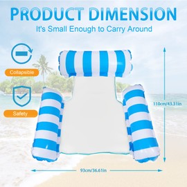 Pukitt 2 Pack Water Hammock, 4-in-1 Multi-Purpose Inflatable Pool Lounger Float with Bottom Mesh, Hammock, Portable Floating Chair Bed Travel, Swimming Hot Tub Toys, Light Blue and Green