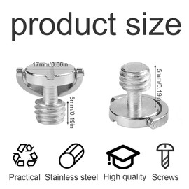 GZNB 4 Pieces 1/4 Inch Camera Screws, D-Ring 1/4 Inch Mounting Screws, Stainless Steel Tripod Screws, Camera Tripod, Quick Release Plate