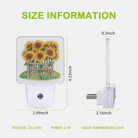 AOWULA Sunflower Filed Night Light,Plug-in Nightlights with Light Sensors for Boys Girls,Dusk to Dawn Sensor Wall Lamp for Stairway/Hallway/Kitchen