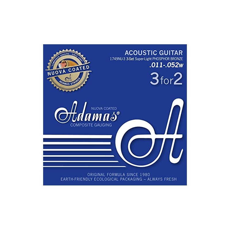 Adamas Nuova Phosphorus .011 Acoustic Guitar Strings Bronze Coated Set
