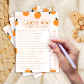 ISOVF Orange Theme Baby Shower Games- Guess Who Mom Or Dad -Gender Reveal Party Games -A Little Cutie is on The Way Gender Neutral Party and Supplies- (K05)