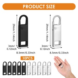 Pack of 10 Universal Zip Repair Pendant Slider Pull Tab for Suitcases, Boots, Jackets, Backpacks, Clothing & Shoes Replacement Fix Kit for All Zip Sizes Stopper