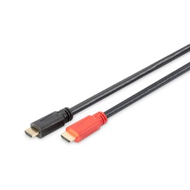 DIGITUS HDMI High Speed Connection Cable, Type A, m/amp. M/M, 10.0m, Ultra HD 24p, CE - Gold-Plated Contacts - Black