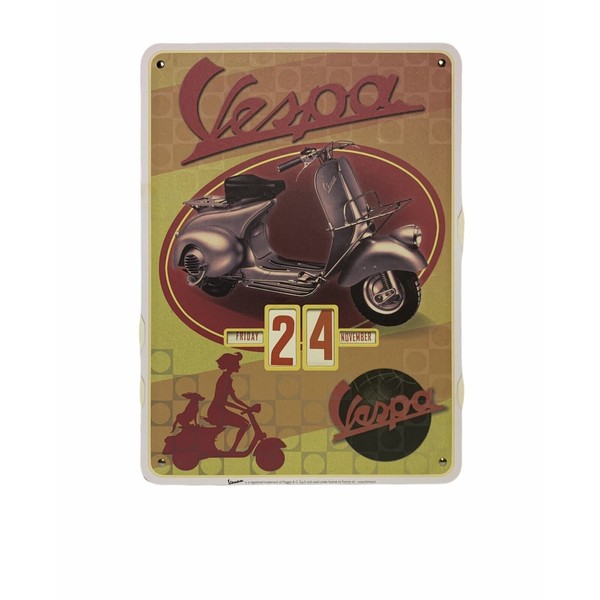 Vespa Scooter Piaggio Collectible Perpetual Calendar Retro Look Girl With